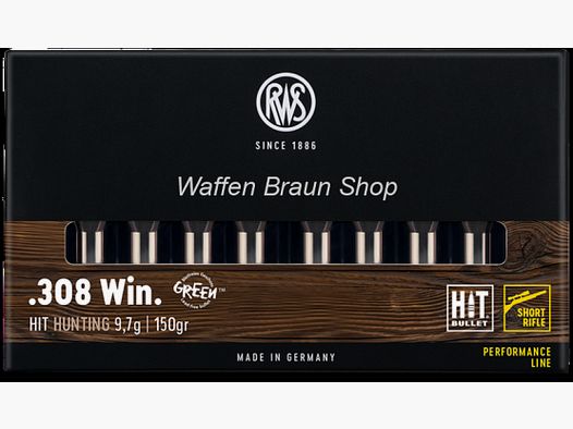 RWS .308 Hit Short Rifle Performance Line 9,7g / 150 grs. 20 St.