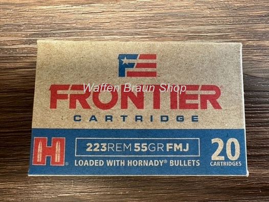 Hornady FR100 Frontier Ammo .223 rem 55 gr. FMJ 20 pièces