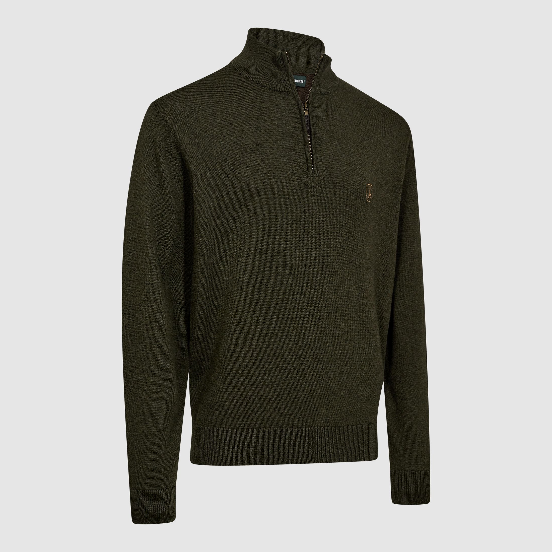 Harrington 1/2-Zip Strickpullover - Forest Ember Melange – Größe: 3XL