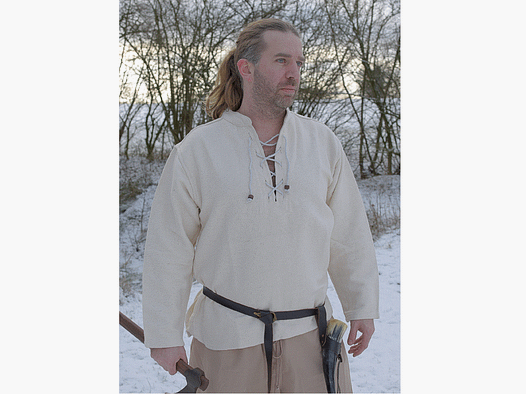 Heavy medieval shirt, laced, handwoven, natural