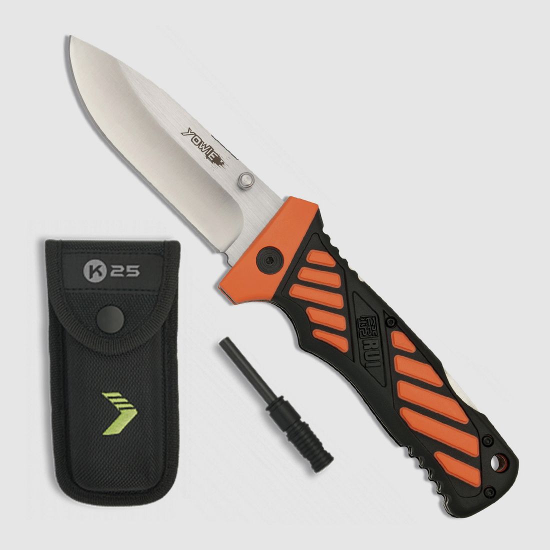 Couteau de poche Rui Energy Yowie Orange avec allume-feu étui 5-19448