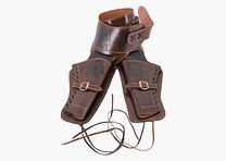Cinturón de revólver western con doble funda de cuero