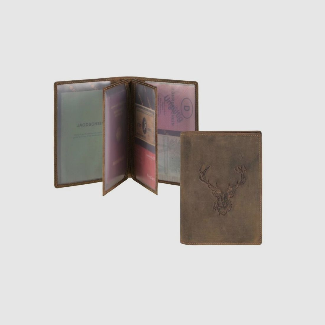 Greenburry Jagdscheinetui Leder "Vintage Hunting" Royal Stag Hirsch