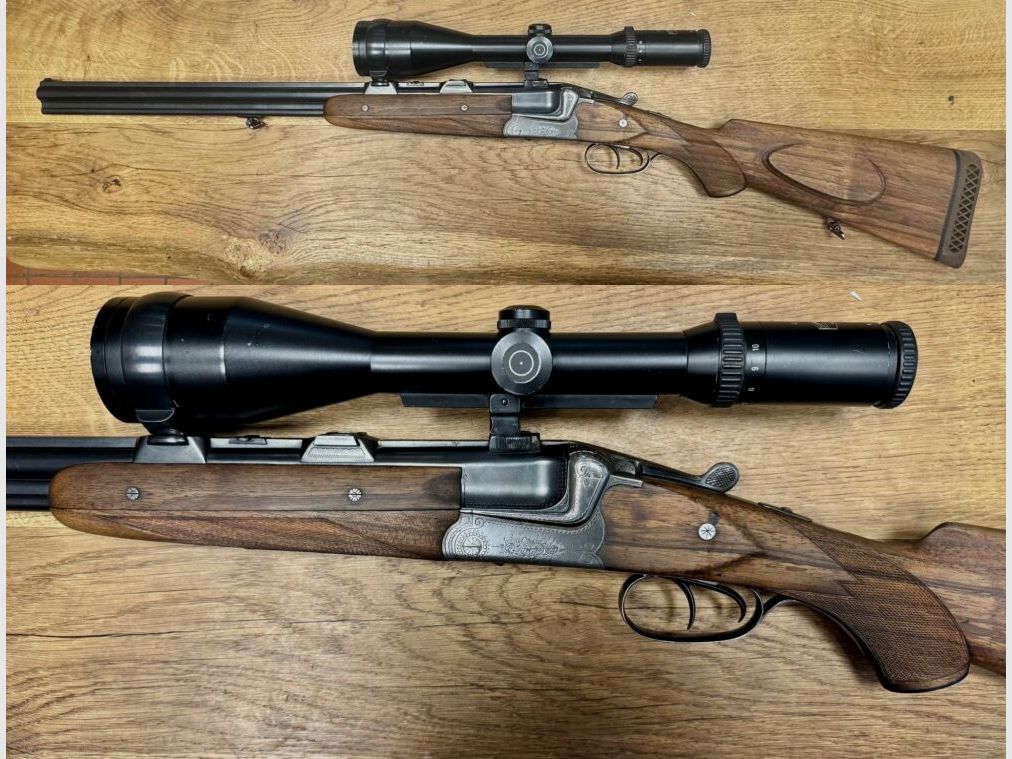 Gebr. Adamy Bühag Suhl dubbele buks met Schmidt & Bender richtkijker