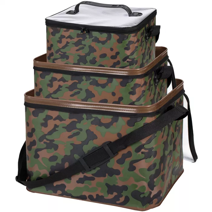 Trendex® borsa / secchio / impilatore - set da 3 "rettangolo" 2,4 + 5,5 + 14 litri - camouflage
