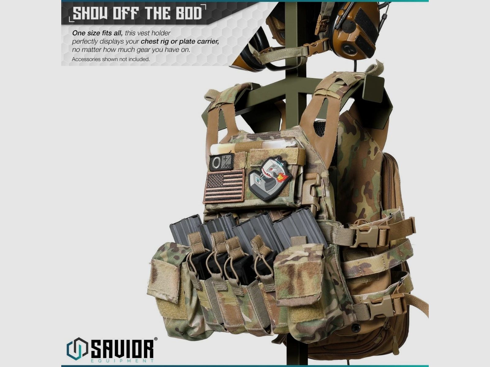Savior – Support tactique de table – H.P.C. Rack Tabletop Gear Stand – OD Green – RK-ST-HPC-OG, image 4 sur 6