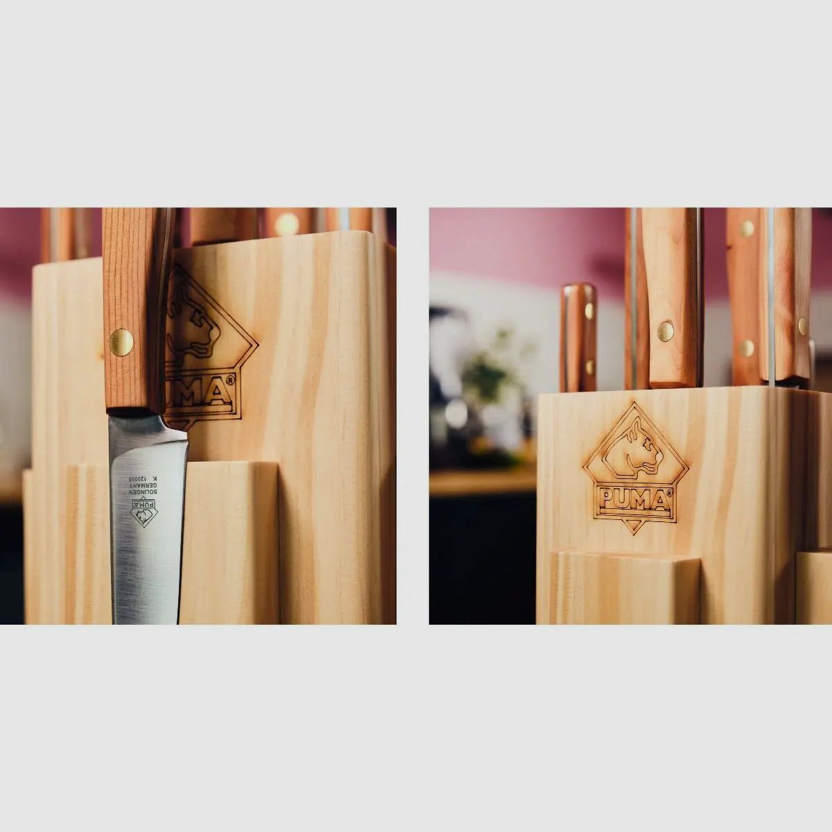 PUMA knife block with 8 kitchen knives