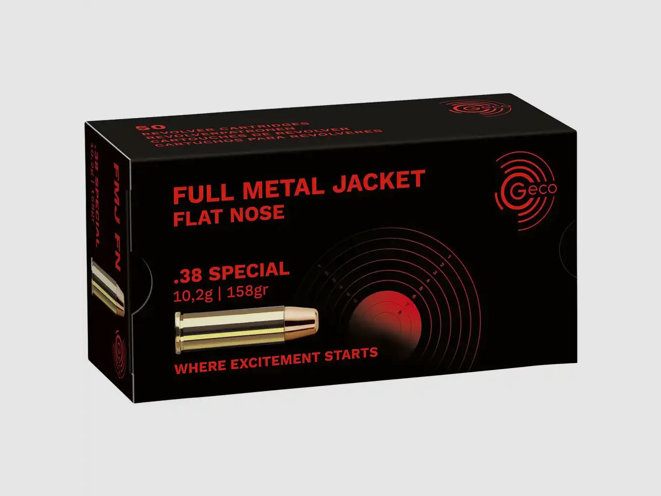 1000 Stück GECO .38 Special Vollmantel Flachkopf 10,2g/158grs..