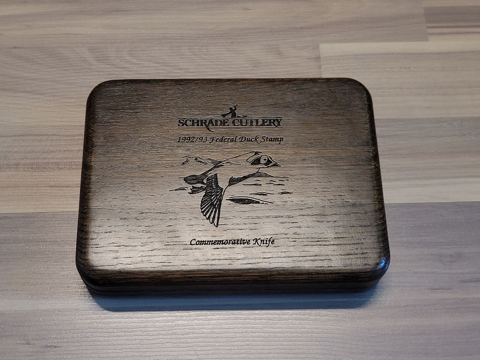 Schrade Cutlery Ducks Stamp Commemorative Knife, Limited Edition 1992-1993, Messer in Holzkiste
