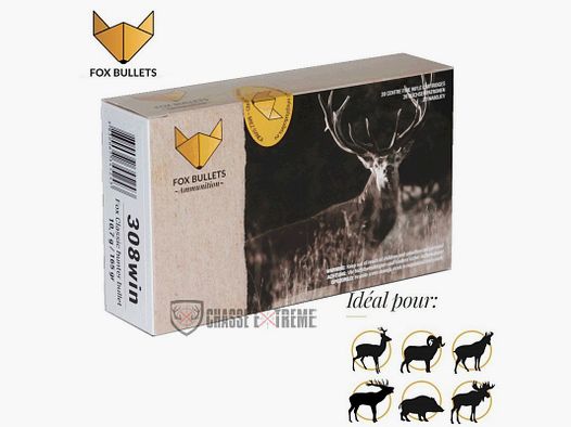 20 Cartouches FOX BULLETS Cal 308 Win 165Gr Fox Classic Hunter