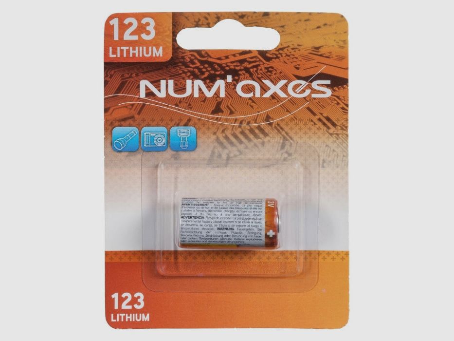 Blister 1 pile Num'Axes - CR123 A lithium 3 V