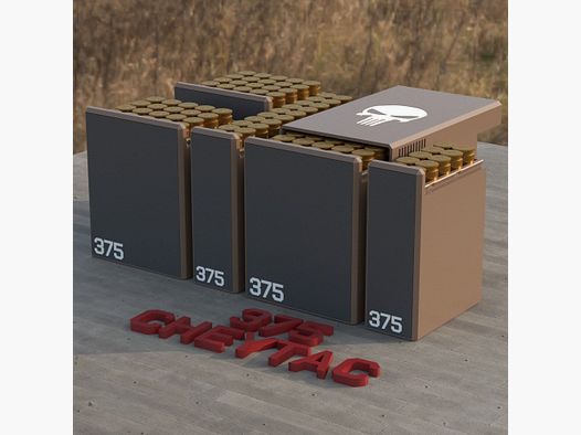 Filamelt Munitionsbox / Ammo Box .375 CheyTac – Patronenbox für 50 Schuss, Made in Germany