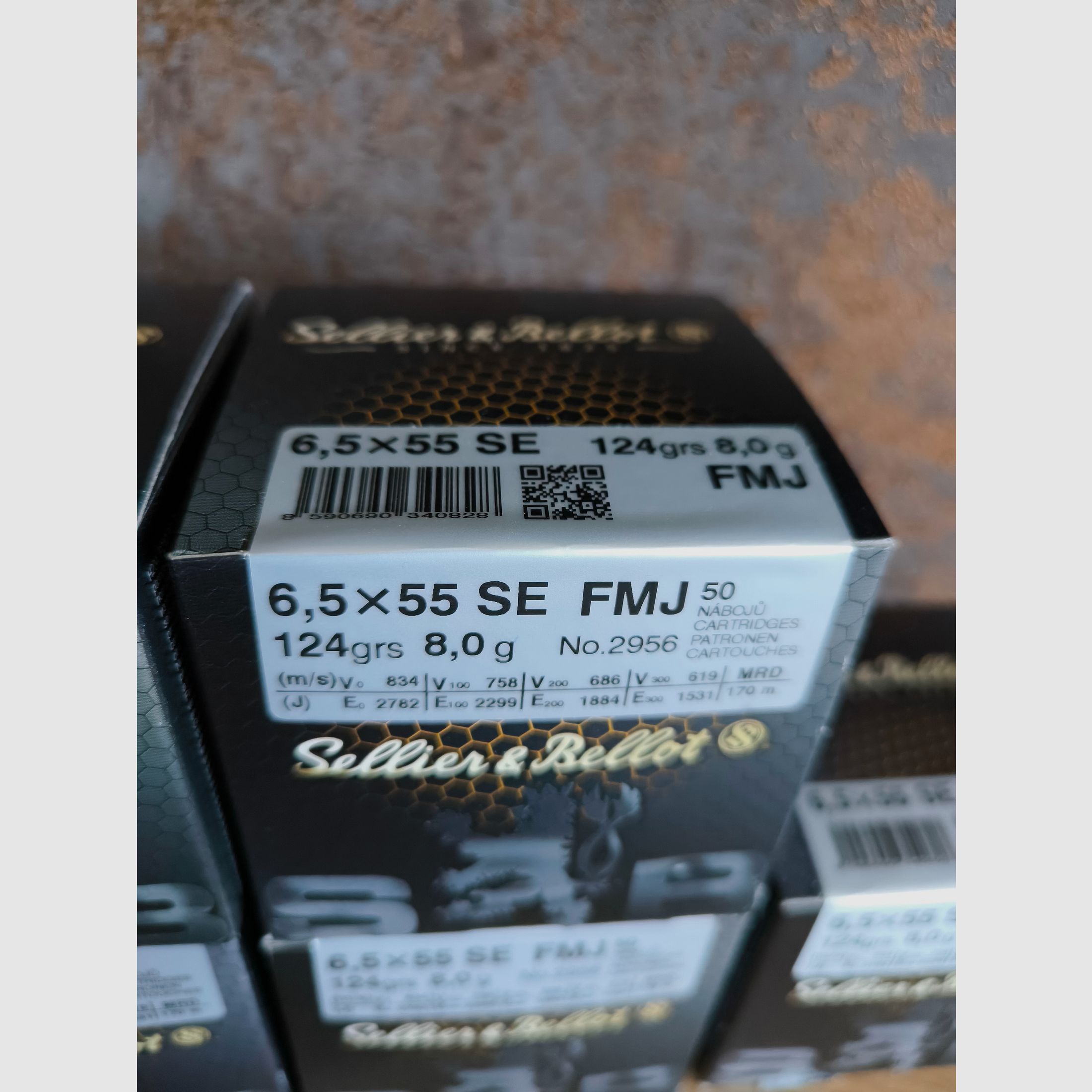 Sellier & Bellot 6,5x55 FMJ 8,0g / 124grs.(50 Patronen je Packung) S&B Munition 6,5 x 55 Schweden Mauser 