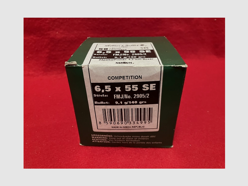 6,5x55 Sellier & Bellot FMJ Vollmantel 9,1 g (50 Schuss / 1 Los) Munition