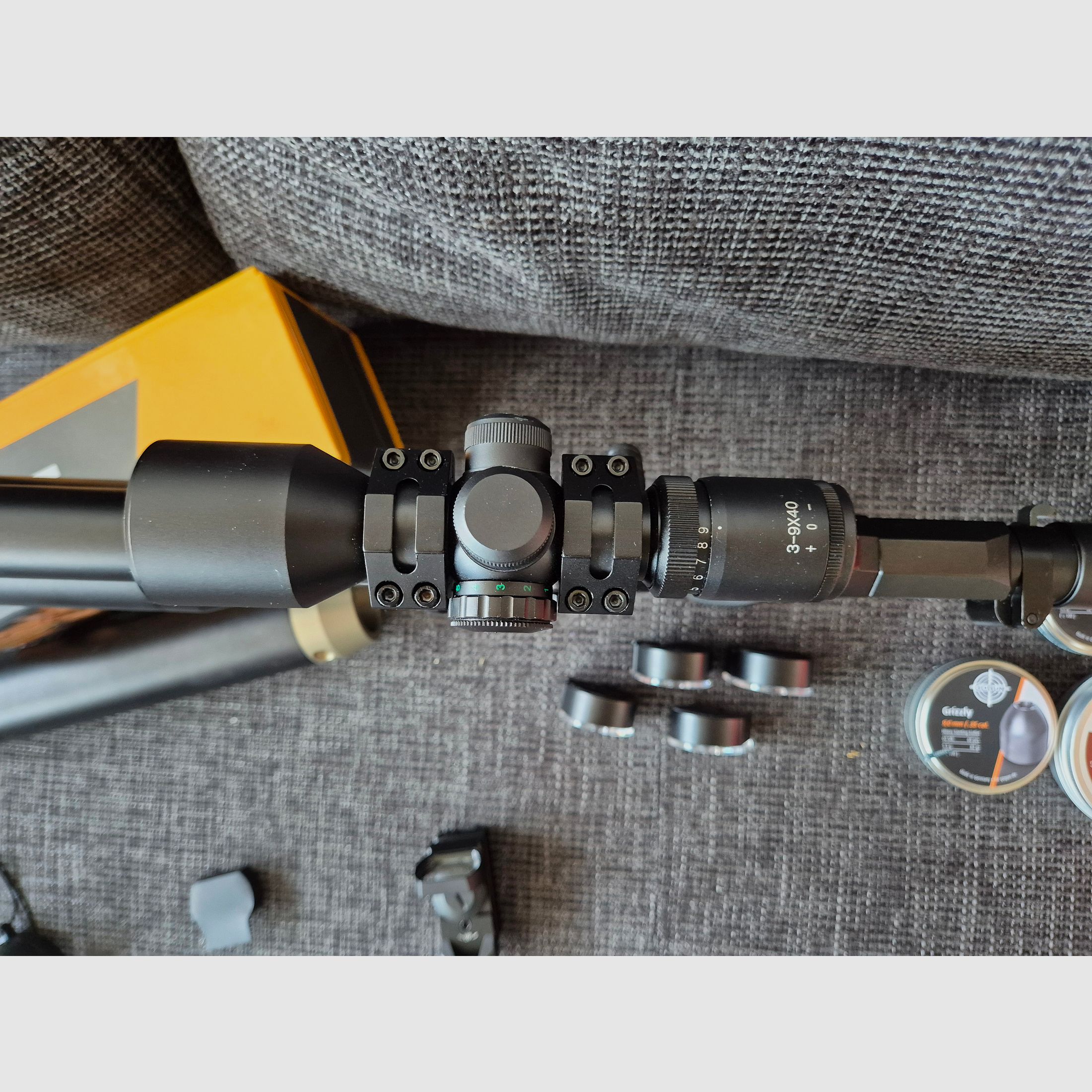 AEA HP Max MK2 9mm/.357 Komplettset: 5 Mags, 2 Tanks, VEVOR Kompressor, Optiken & Zubehör (GoGun 03/2025)