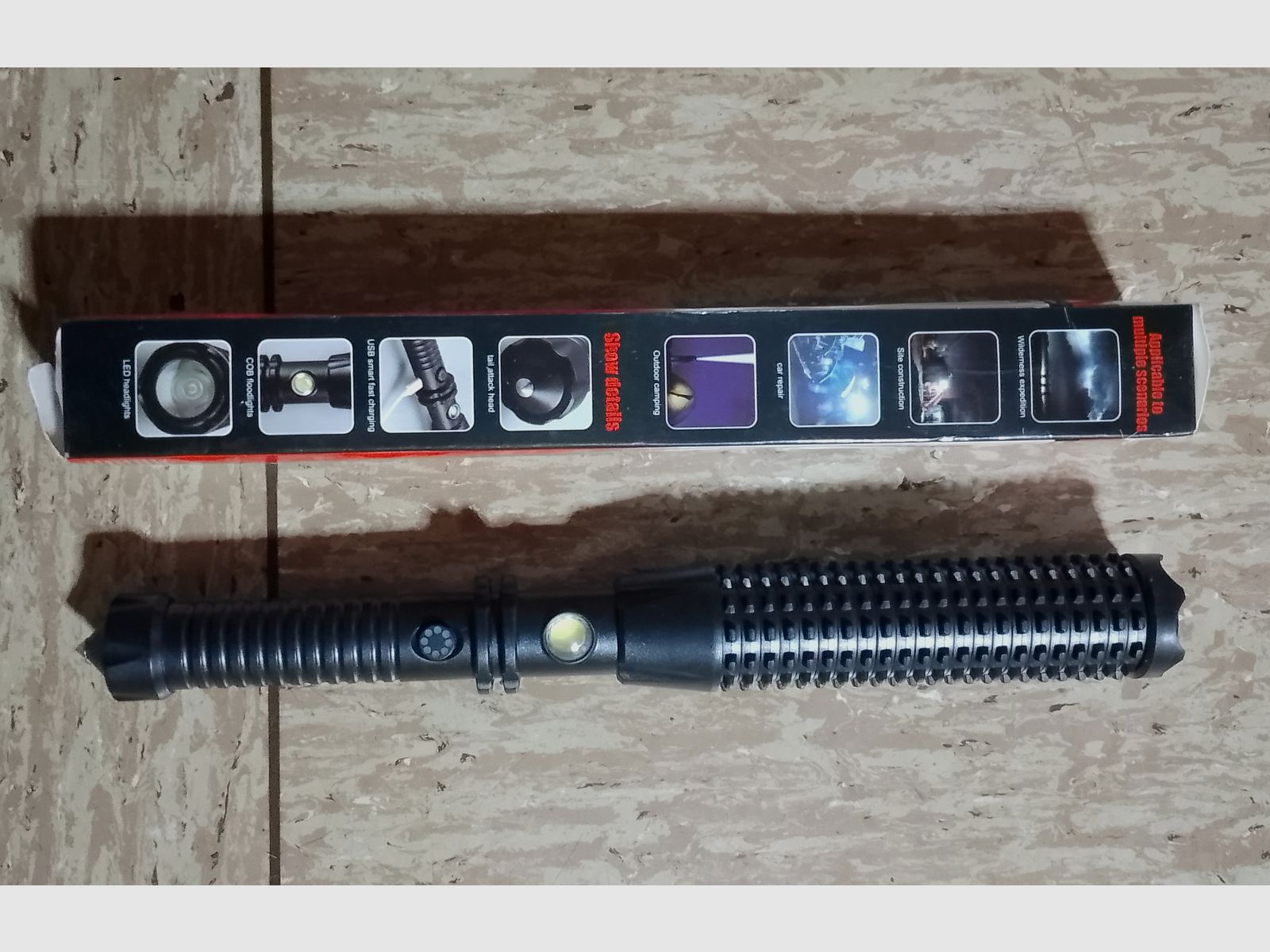 Taktische Taschenlampe wasserdicht Taschenlampe Fensterhammer Strobofunktion aufladbar USB Schnellladung