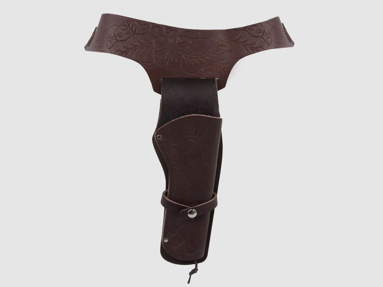 Western Revolvergurt rechts mit Verzierungen LĂ¤nge 110 cm dunkelbraun mit 1 Holster