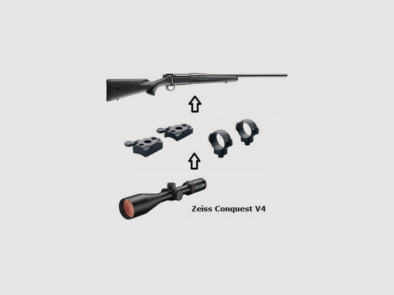Mauser M18 + Zeiss Conquest V4 3-12x56 + Montaggio + ... Pacchetto completo
