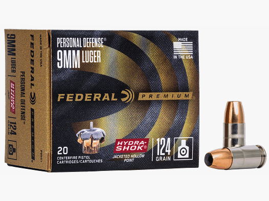 Federal Premium 9mm Para – 8g Hydra-Shok Jacketed Hollow Point