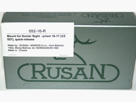 RUSAN QUICK RELEAS MONTAGE DocterSight Burris Leica Geco Kollimator : 16-17mm PrismenSchiene CZ 527