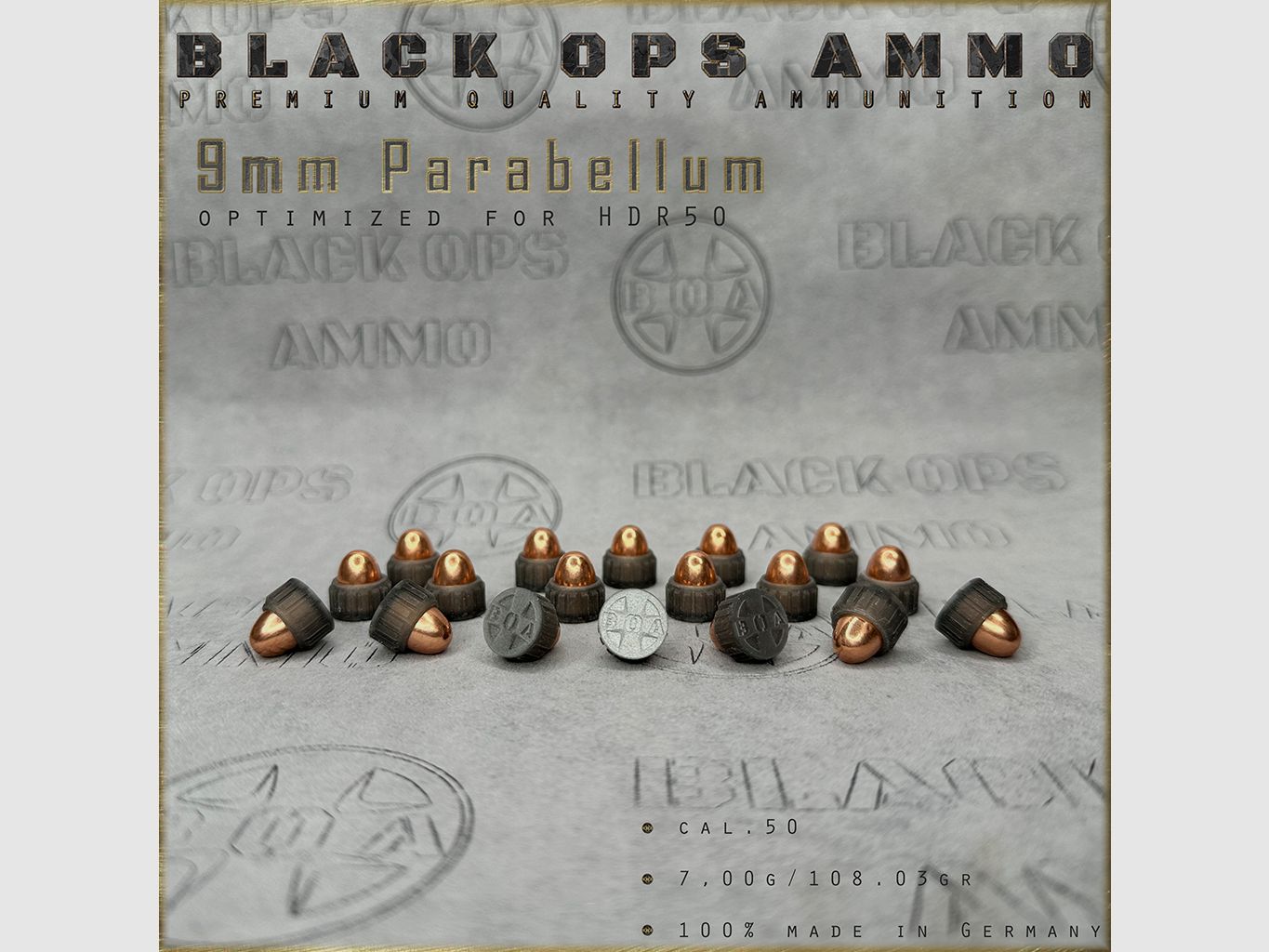 18x + 2 9mm Parabellum BLACK OPS AMMO HDR 50 TR cal.50 Munition T4E Umarex HDR50 TR50