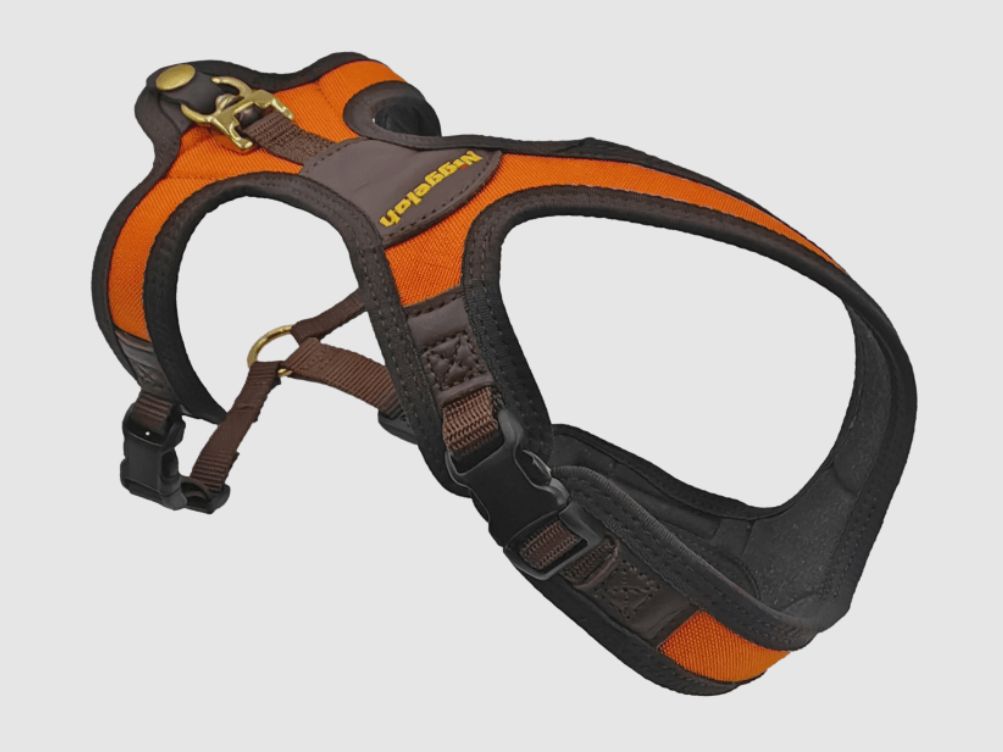 Niggeloh 406700895 Harnais pour chiens Follow Light taille XS environ 35 cm cou orange / marron