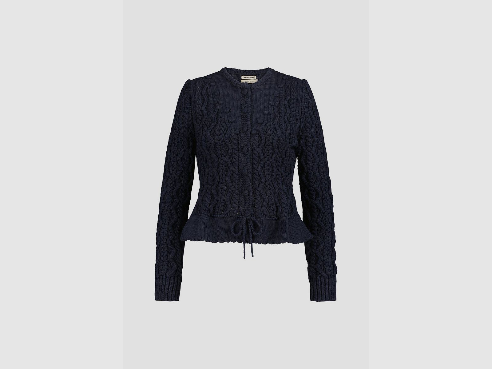 Thank God traditional cardigan in dark blue, image 1 of 2