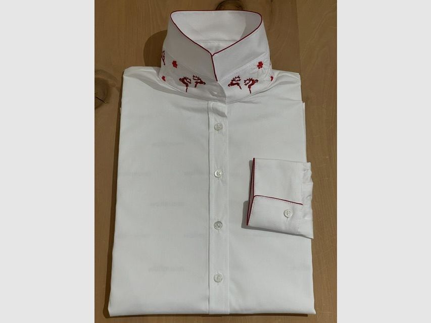 Blusa Wallmann cervo-edelweiss in bianco/rosso