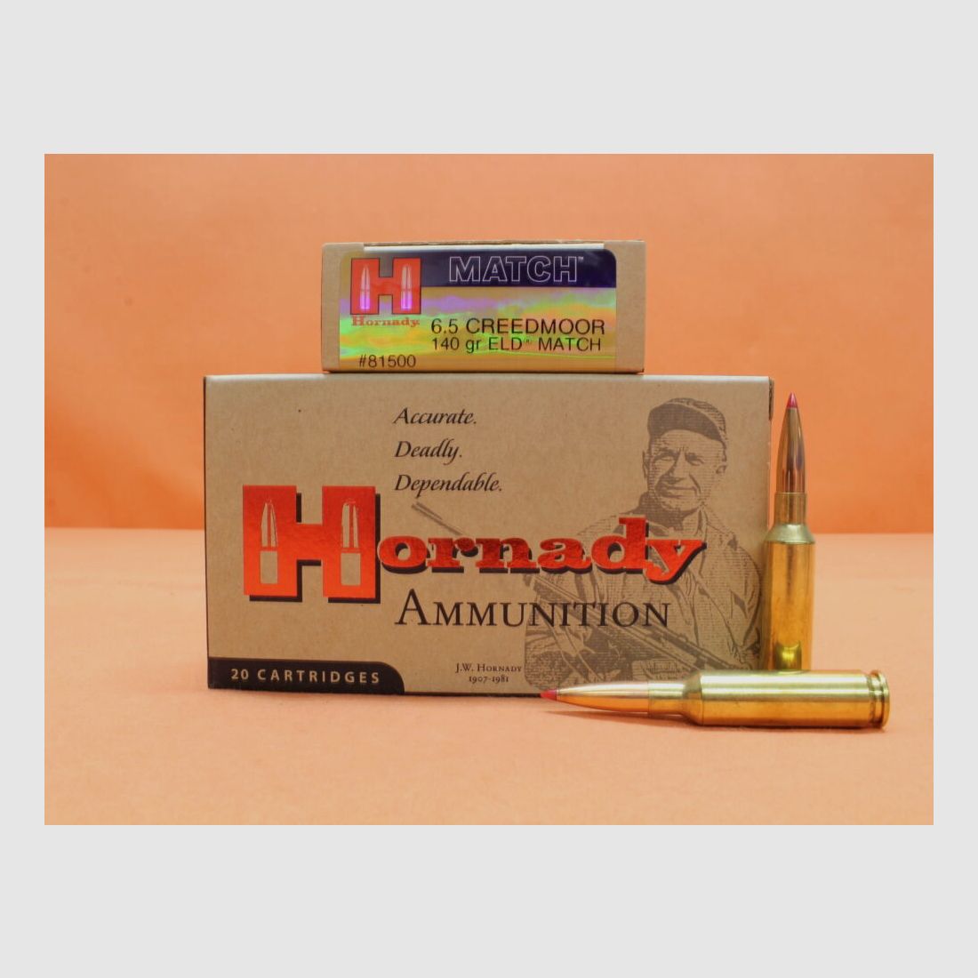 Hornady Patrone 6,5mmCreedmoor Hornady 140grs ELD Match (81500) VE 20 Patronen/ 9,07g Torpedoheck-Match-Präzisionsgeschoss