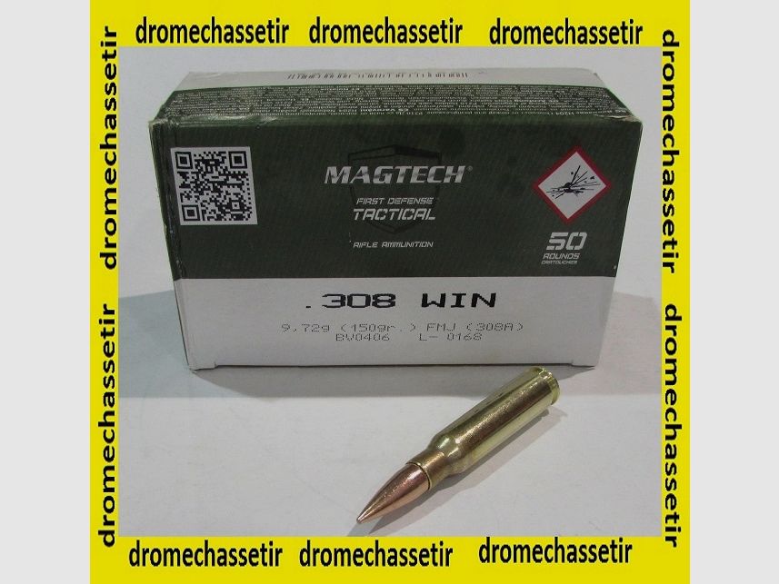 boite de 50 cartouches Magtech, cal 308 winchester, 150 grains FMJ