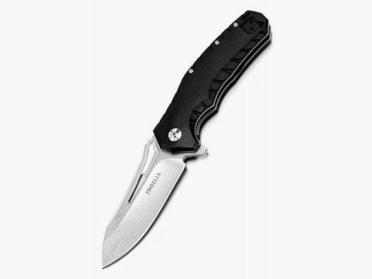 Defcon Proelia Drop Point Taschenmesser, stonewash, schwarzer Griff