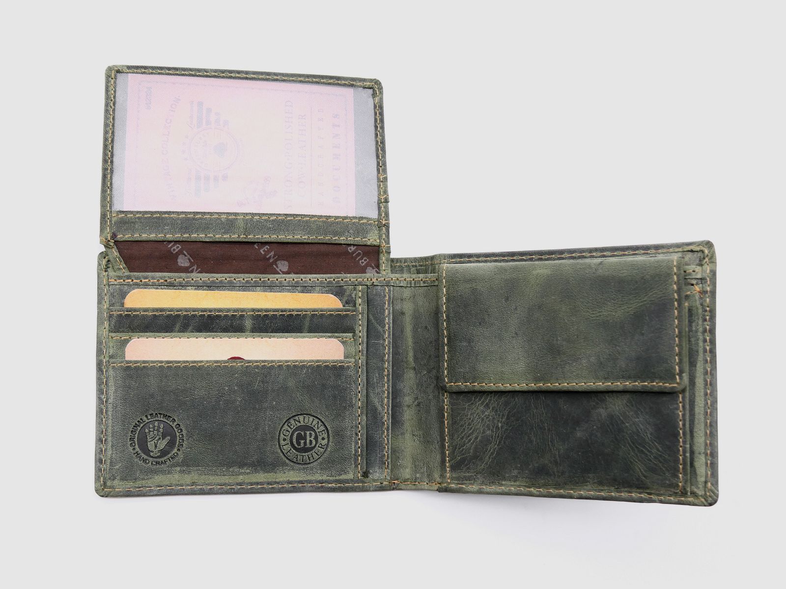 Greenburry leather wallet olive Vintage Animal Collection boar stag 1705-wildboar-30