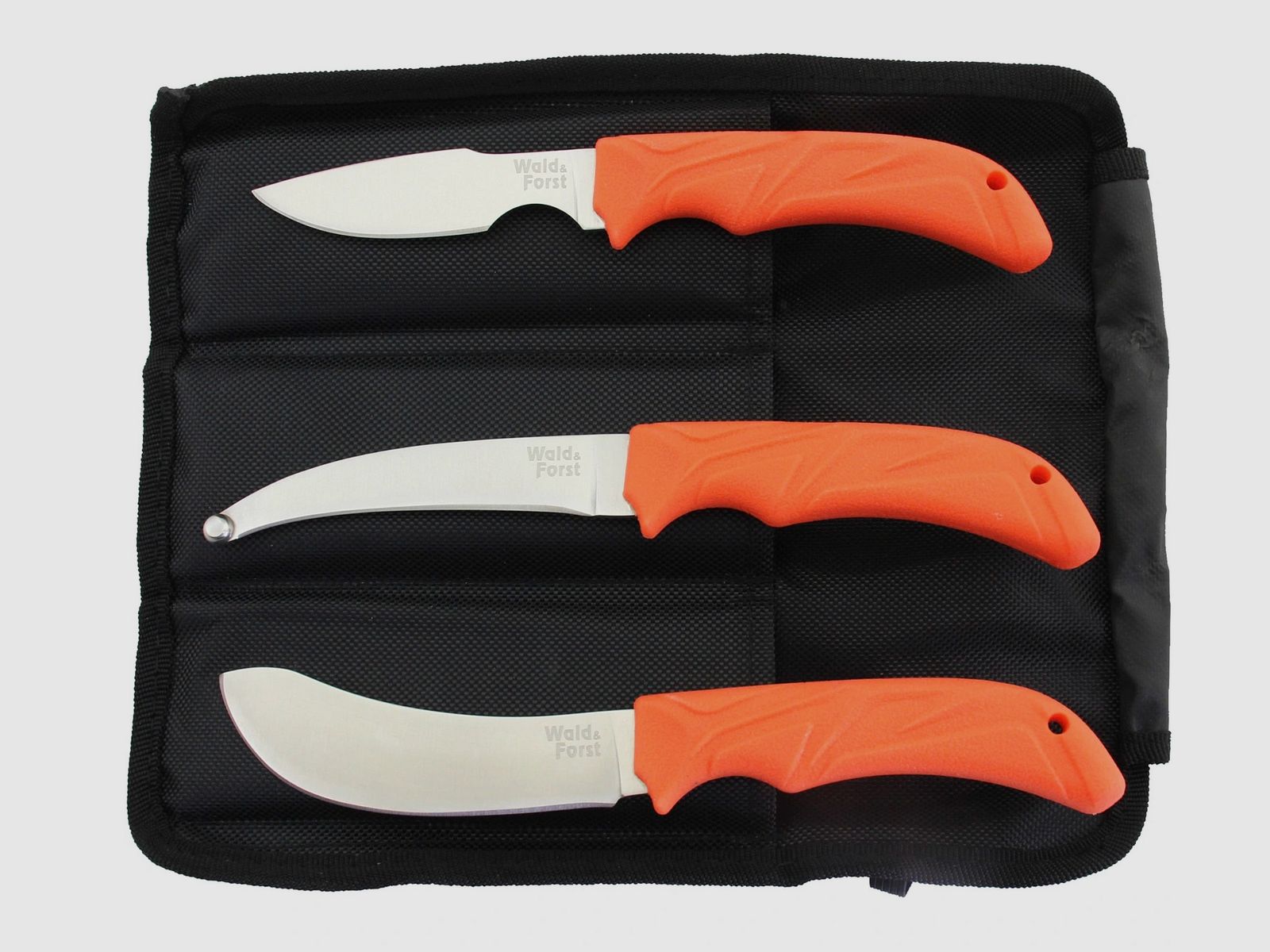 Wald & Forst 192892 Zerwirkset Kunststoffgriff 3 teilig orange mit Aufbewahrungstasche