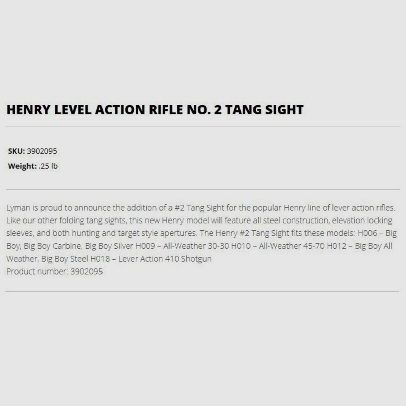 Lyman Diopter No.2 Henry Big Boy