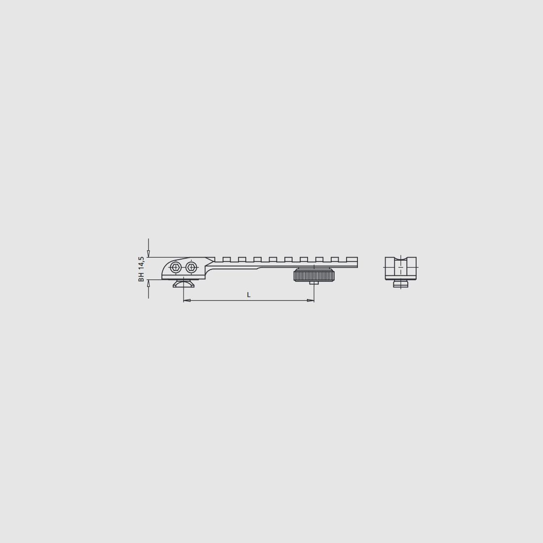 RECKNAGEL PICATINNY BRIDGE MOUNT FOR BREAK ACTION FIREARMS 90-134MM, image 2 of 3