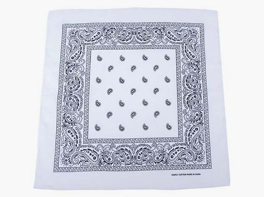 Bandana, wei-schwarz, Gr. 55 x 55 cm, Baumwolle Mundschutz Mund- Nase- Schutz