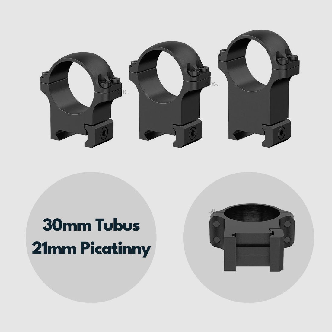 Vector Optics Stahl-Montage für 30mm Tubus, 21mm Picatinny/Weaver in verschiedenen Höhen – 1,0″ (25,4mm)