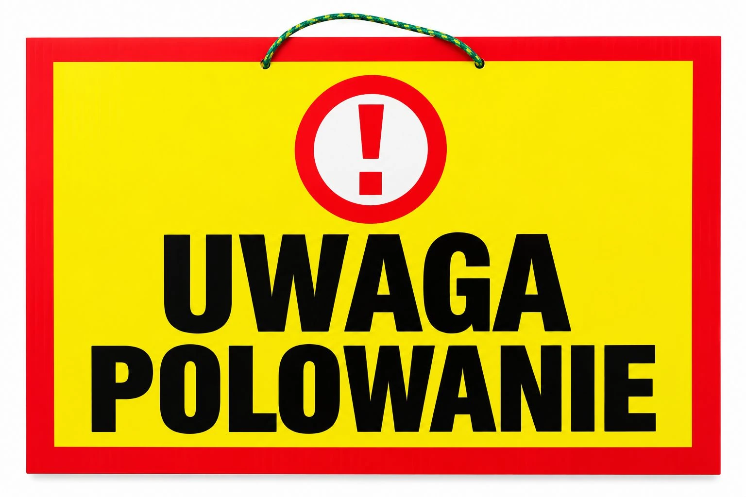 Tablica UWAGA POLOWANIE na polowania zbiorowe 60x40 cm, 3 mm, zgodna z ustawą