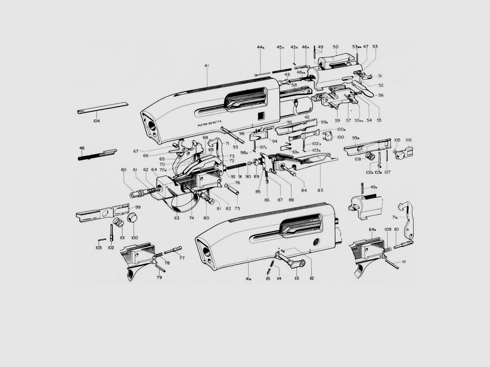 ESPLOSO FUCILE SEMIAUTO BERETTA SERIE 300, immagine 2 di 2