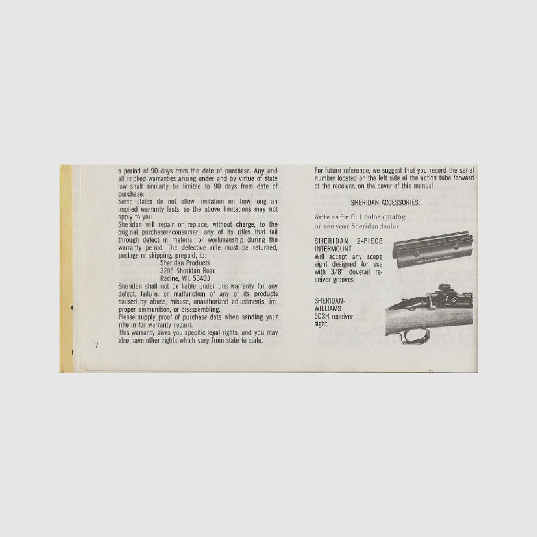 Kit de révision pour carabine à air comprimé à pompe Sheridan, ancien modèle, image 9 sur 13