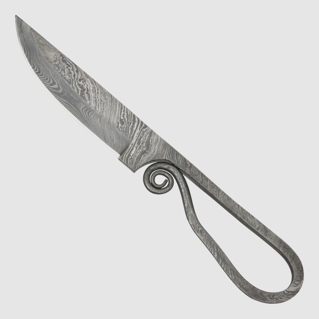 Damast Mittelalter Messer mit Lederscheide handgeschmiedet