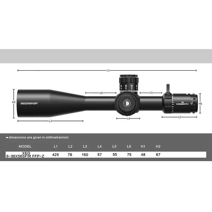 DiscoveryOpt XED 6-36X56SFIR FFP riflescope – Mrad – ZERO STOP + Mount, image 8 of 11