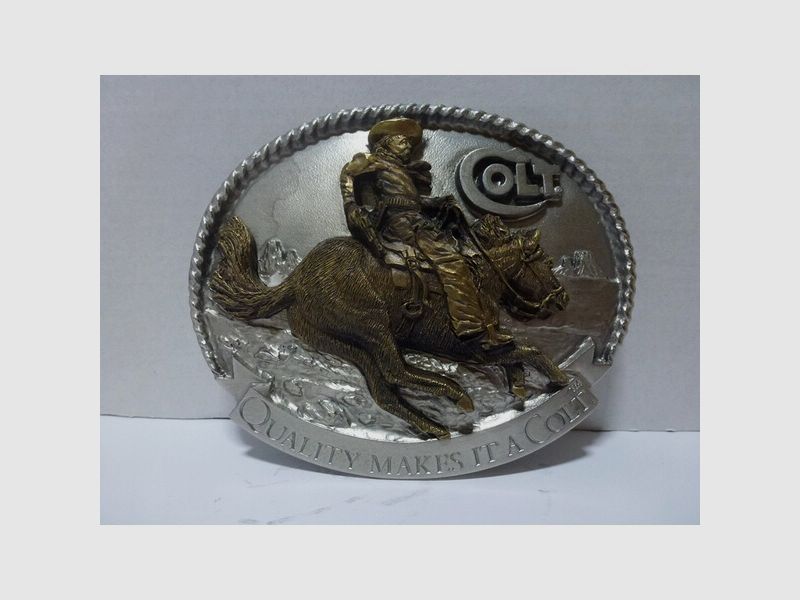 Seltene Gürtelschließe/-Schnalle COLT Reiter