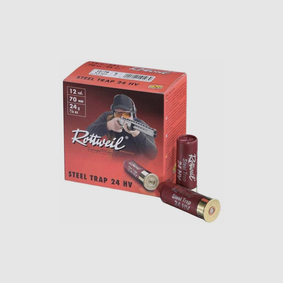 Rottweil Steel Trap HV 12/70 24g 2.5mm No. 7 shot cartridges