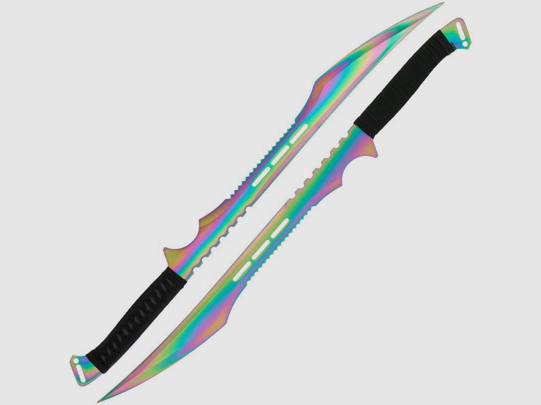 Conjunto de espadas ninja arcoíris con funda