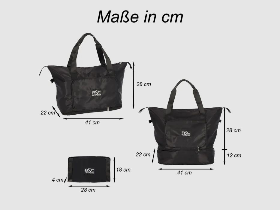 Bolsa de viaje negra plegable