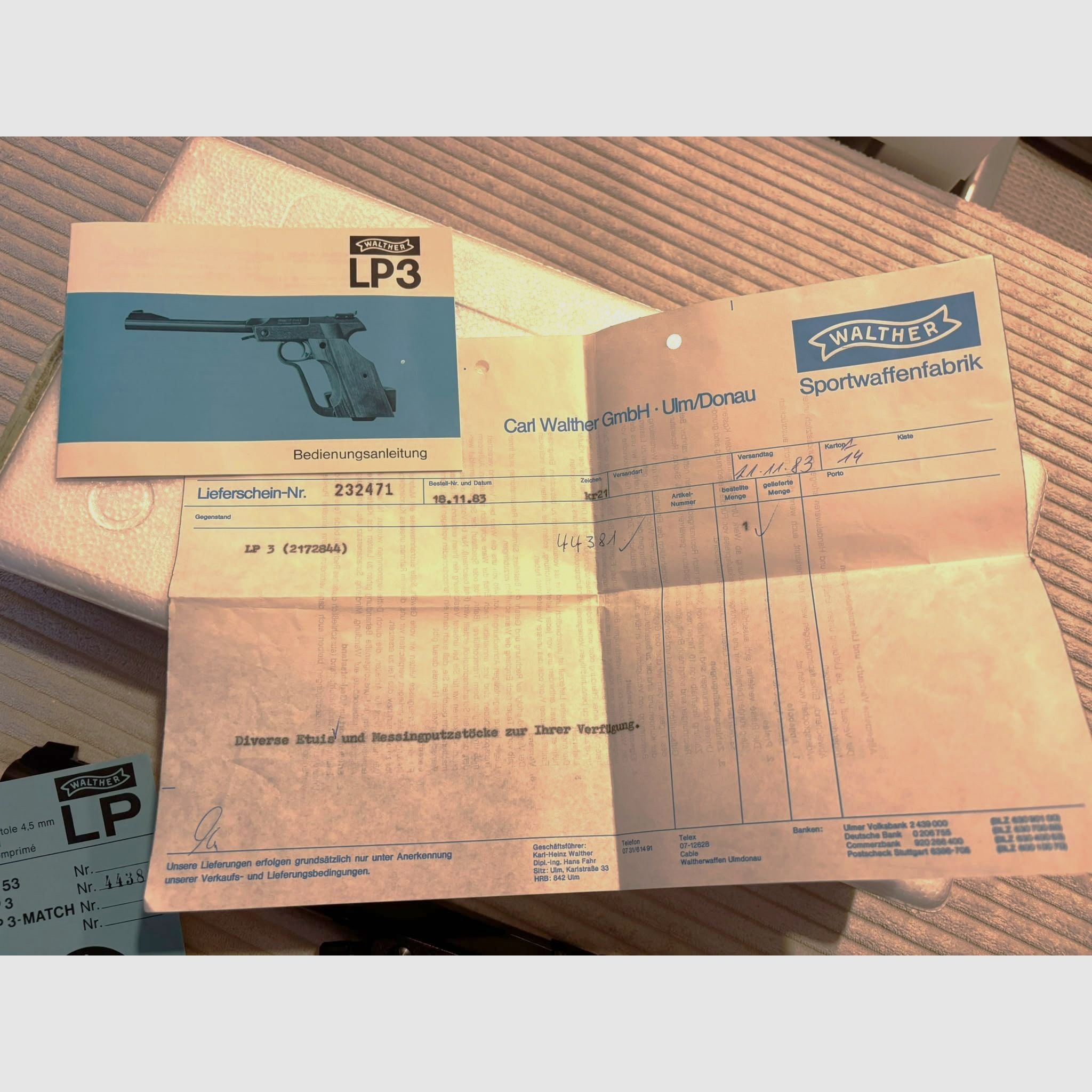 Walther LP3 aus 1983 nie geschossen !! Schaut aus wie aus dem Laden ECHTES Sammlerstück