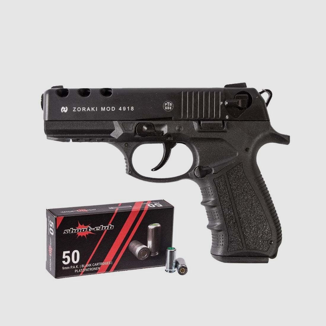 Zoraki Zoraki 4918 brüniert im Set 9 mm P.A.K. 50 Platzpatronen