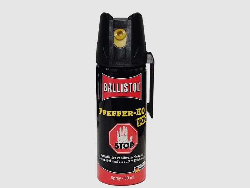 50ml Hochw. Pfefferspray K.O. FOG Sprühnebel – 11 % OC / 2,5 Mio. Scoville v. Ballistol - Abwehr