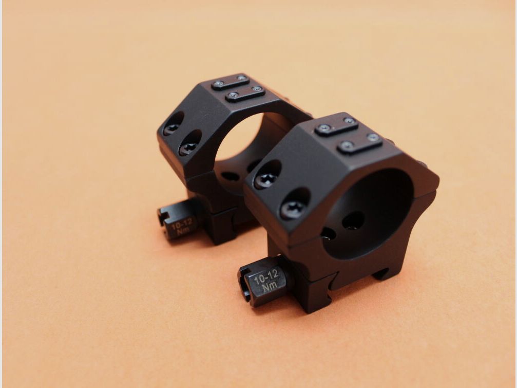 Recknagel Era-Tac Montageringe 30mm (T5003-0010) mit Mutter, Alu schwarz, BH=10mm für Picatinnyprofil